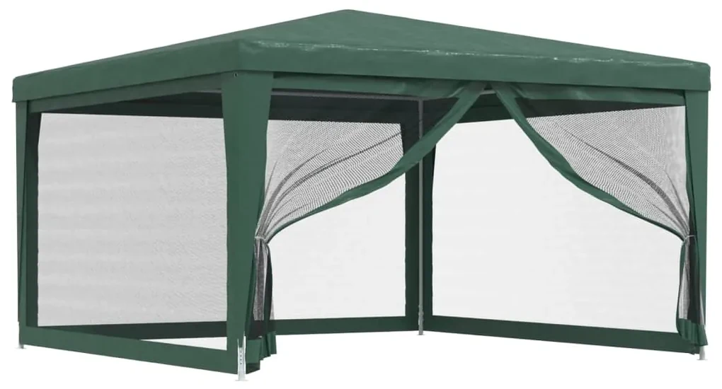 vidaXL Partytent met 4 mesh zijwanden 4x4 m HDPE groen