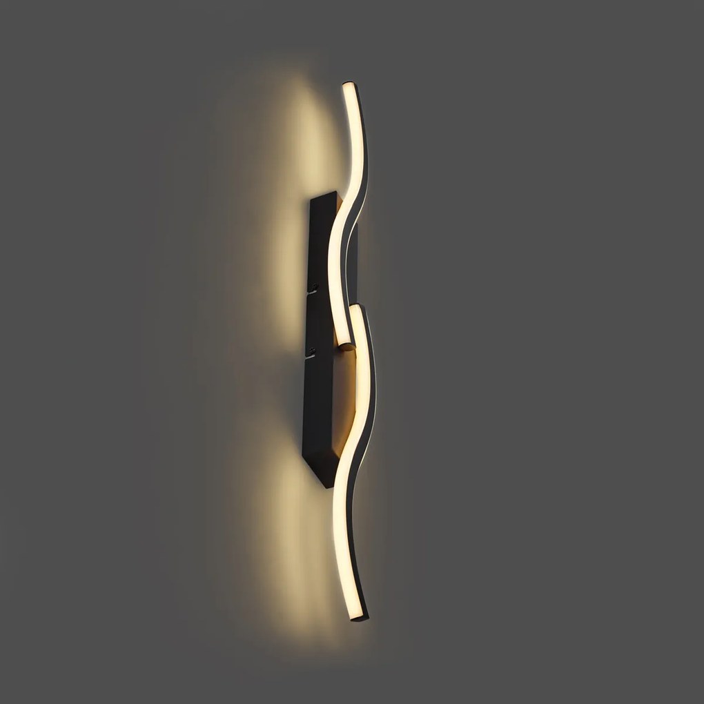 Design wandlamp zwart 3-staps dimbaar 2-lichts - Bummy