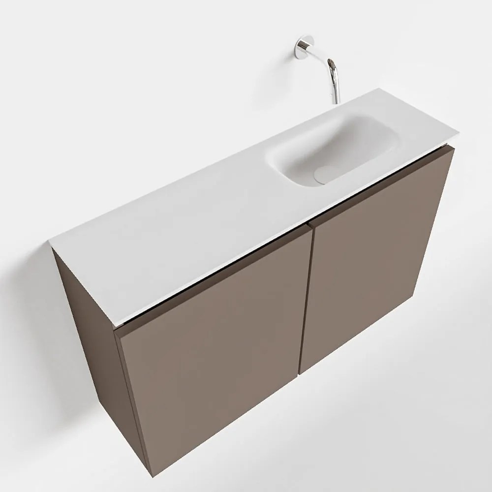 Mondiaz Ture 80cm toiletmeubel smoke met wastafel talc rechts geen kraangat