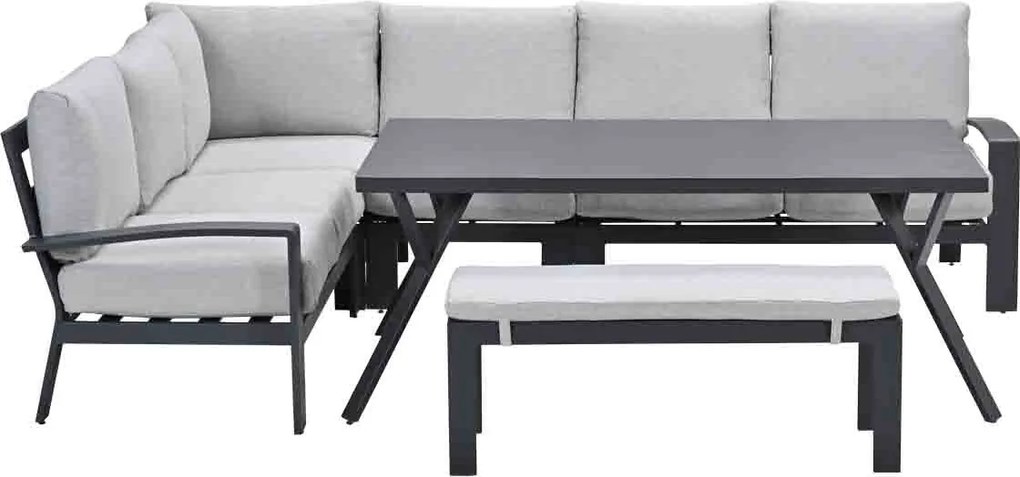 Garden Impressions Camilo lounge dining set 6-delig links – donker grijs - Valley sand
