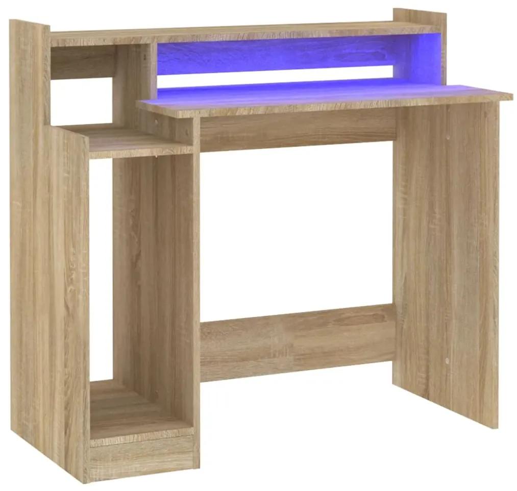 vidaXL Bureau met LED-verlichting 97x90x45 cm hout sonoma eikenkleurig