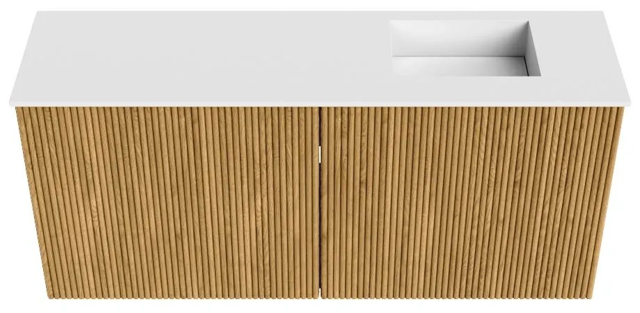 Mondiaz Joya 90cm toiletmeubel oak met wastafel faye rechts zonder kraangat talc