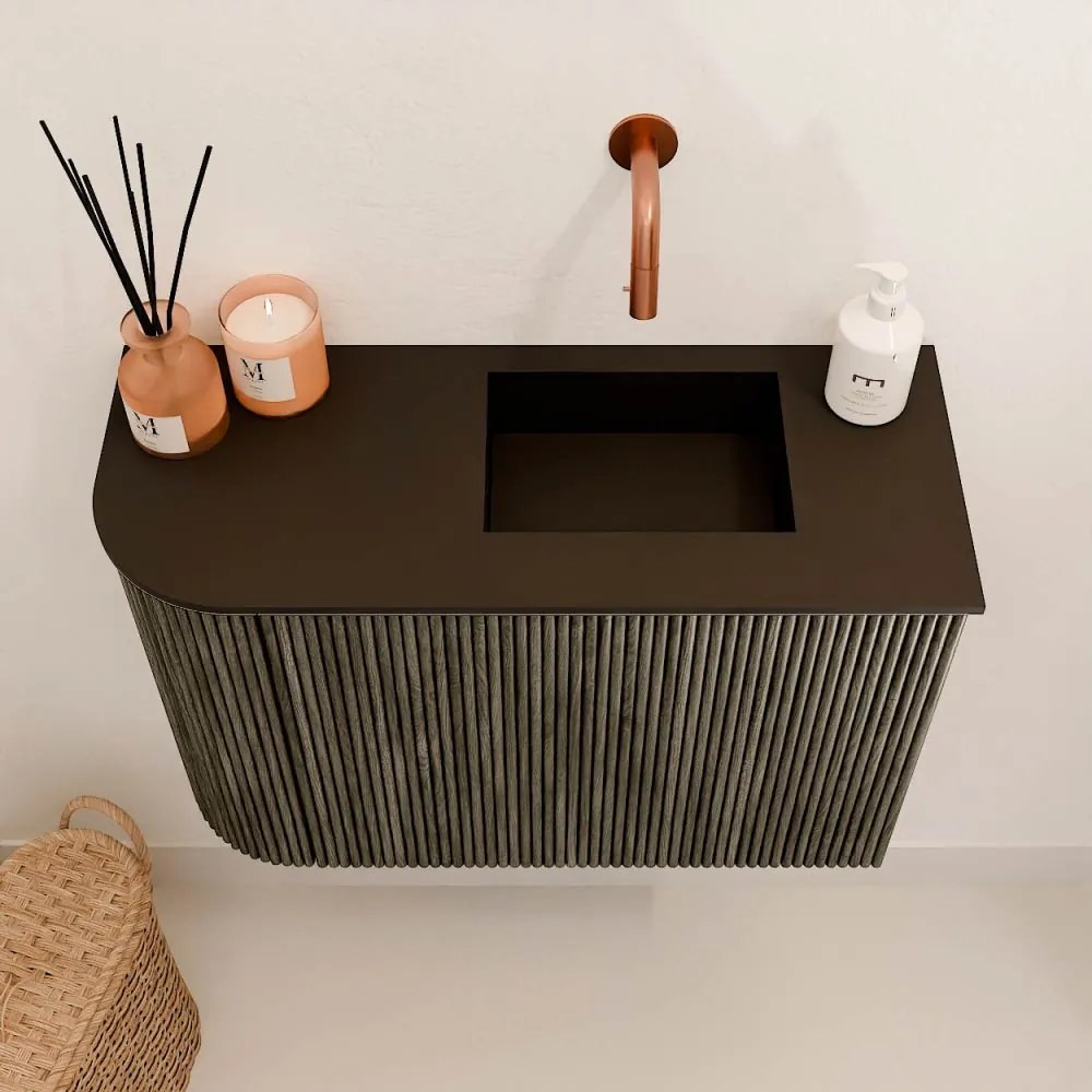 Mondiaz Joya 60cm toiletmeubel ronding links shadow met wastafel faye rechts zonder kraangat urban