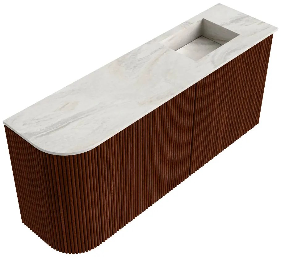 Mondiaz Joya DLux 90cm toiletmeubel ronding links ruby met wastafel faye rechts 1 kraangat ostra