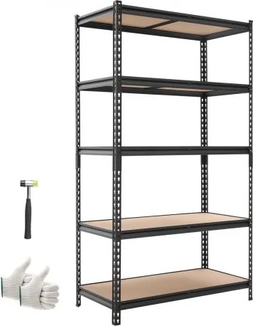 VEVOR zwaar uitgevoerde stellingkast 1025x517x1813mm, draagvermogen 1134kg, stalen frame opbergrek met 5 verstelbare MDF-planken, modulaire stellingkast te gebruiken als werkbank, flexibele metalen stellingkast voor kelder, garage, werkplaats
