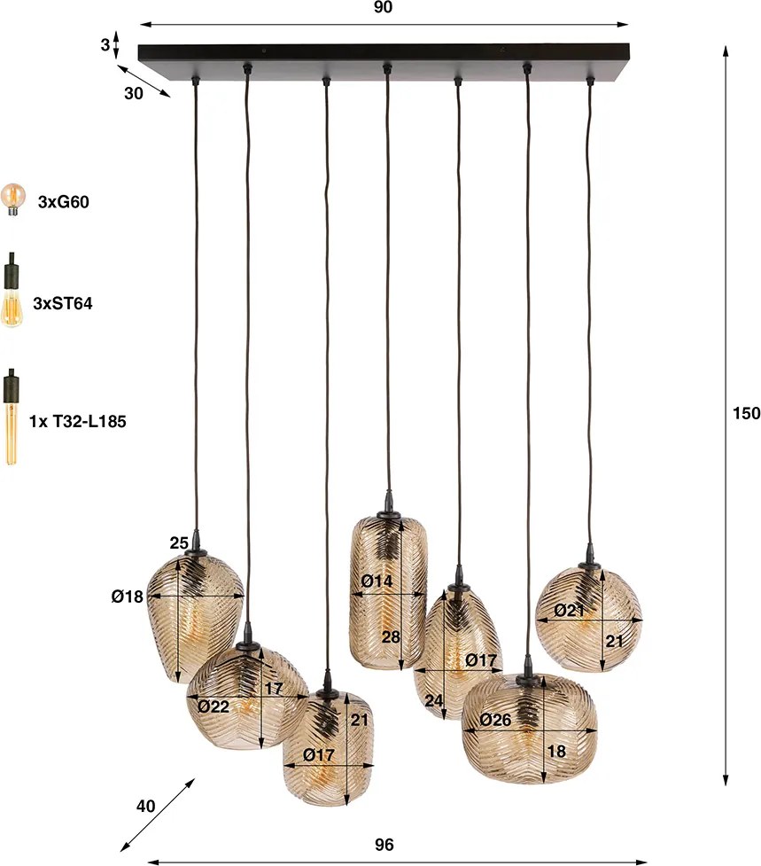 Stijlvolle Hanglamp Met Smoke-bruin Glas