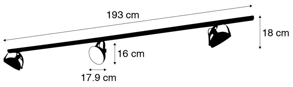 1-fase railsysteem met 3 spots zwart verstelbaar - Magnax