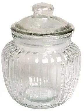 Voorraadpot, glas, ribbels, 0,5 liter