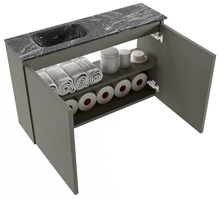 Mondiaz Ture DLux toiletmeubel 80cm smoke met wastafel lava links met kraangat