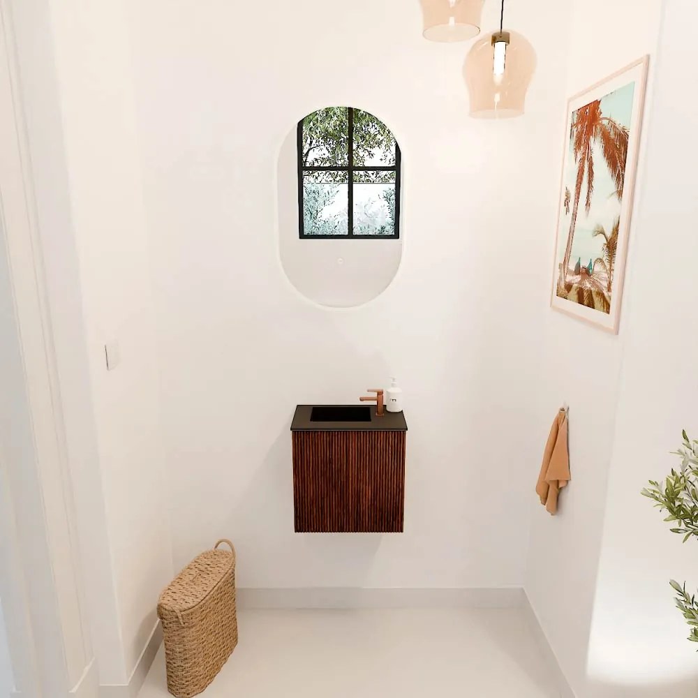 Mondiaz Joya 40cm toiletmeubel ruby met wastafel faye links 1 kraangat urban