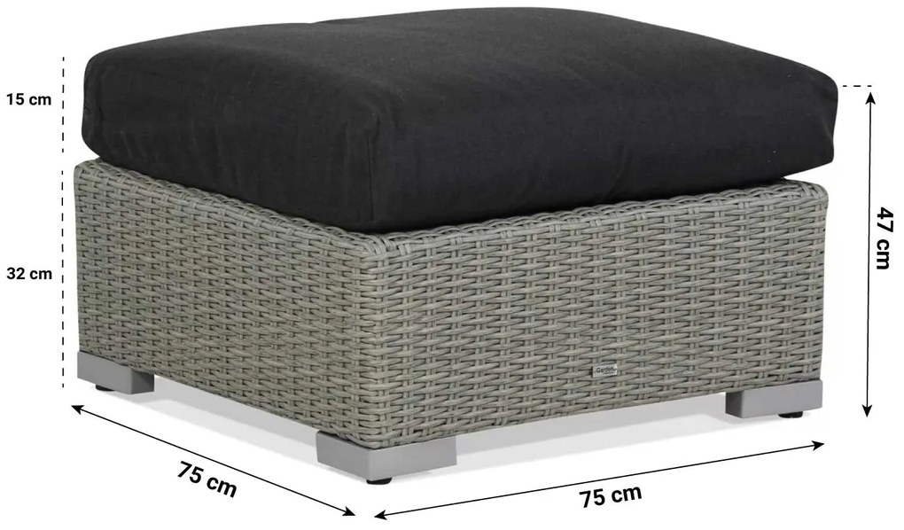 Stoel en Bank Loungeset 5 personen Wicker Grijs  Garden Collections Toronto