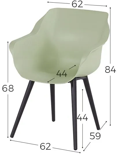 Sophie tuinstoel French Green/Rome grey 100 cm. - tuinset 5-delig