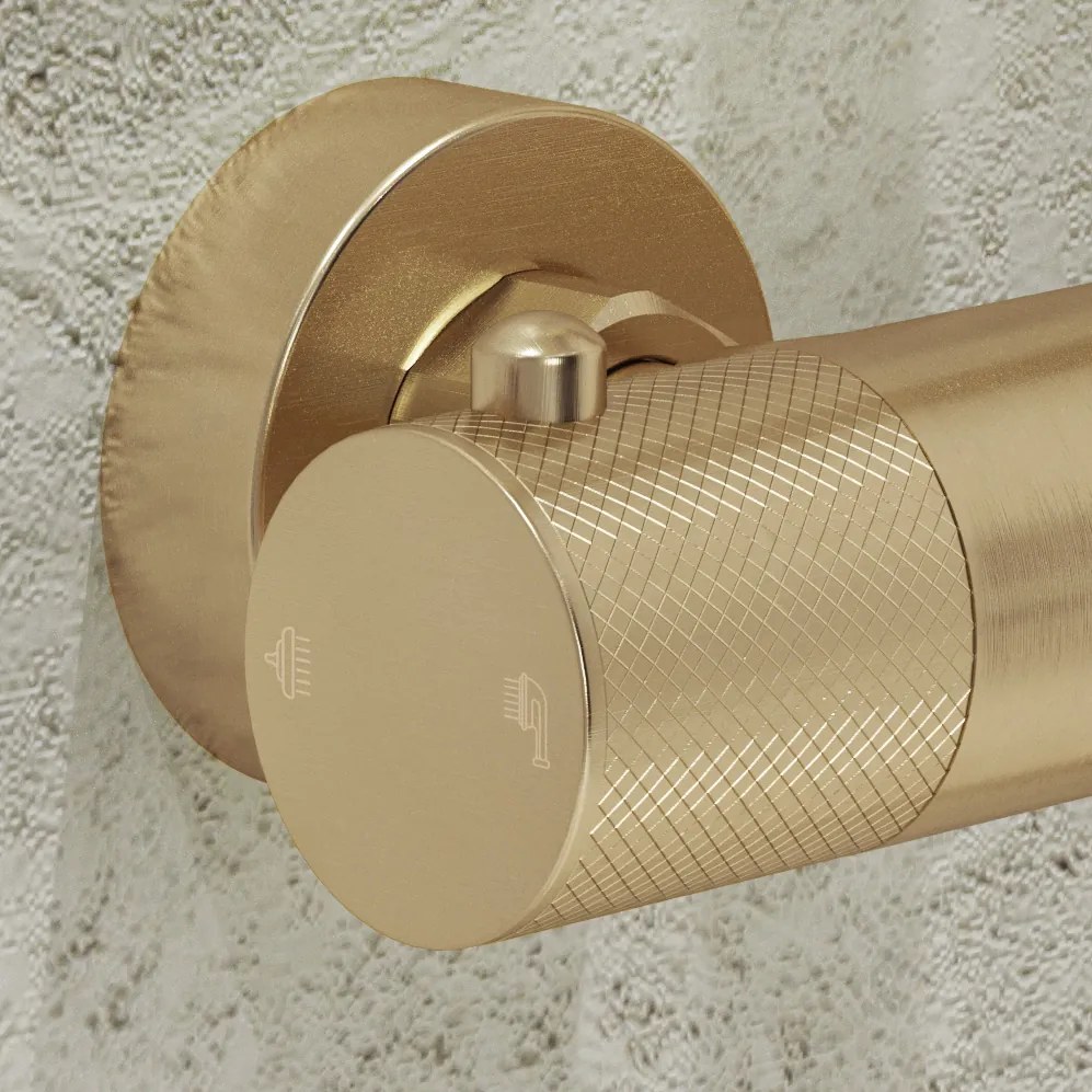 Saniclear Brass Curved opbouw douchethermostaat geborsteld messing - mat goud