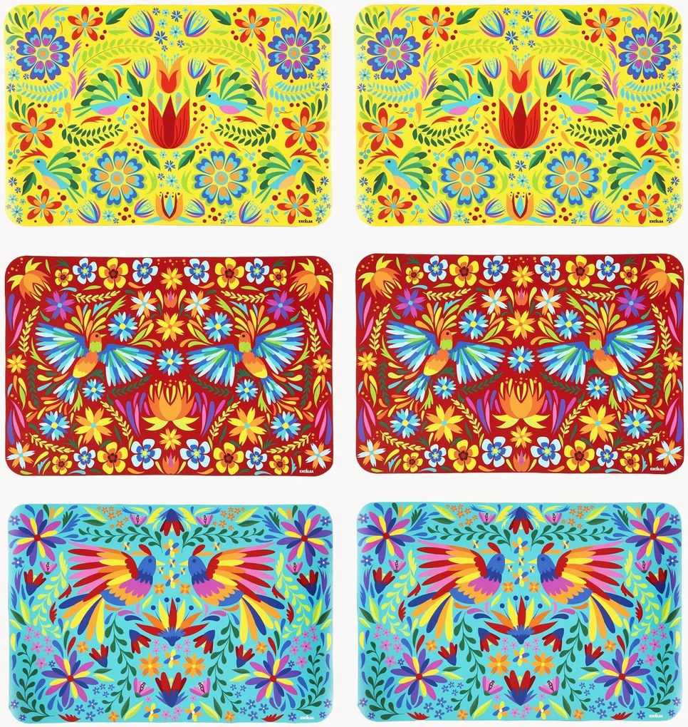 Placemats Mexican Flowers, 6-delig