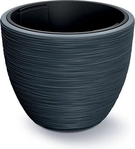 Prosperplast Furu Stripes Bloempot - Antraciet -Ø 57 cm - Met binnenpot