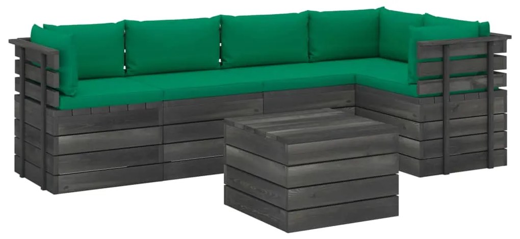 vidaXL 6-delige Loungeset met kussens pallet massief grenenhout