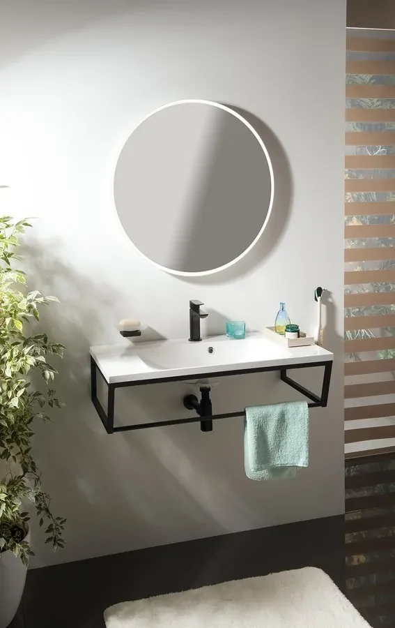 Sapho Industrial wastafel frame mat zwart 60cm