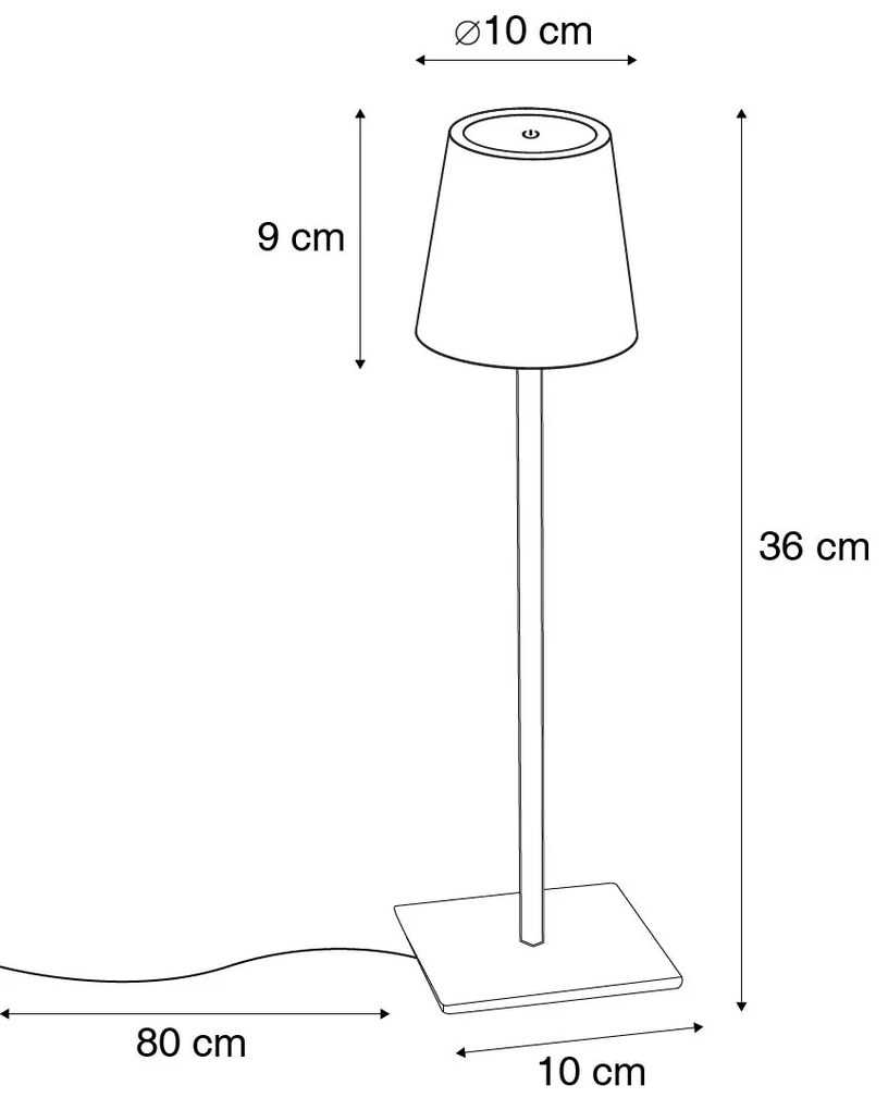 LED Tafellamp brons 3-staps dimbaar in kelvin oplaadbaar - Tazza Modern Binnenverlichting Lamp