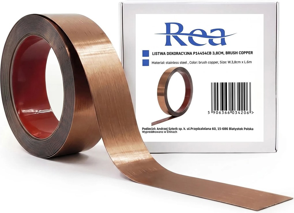 Zelfklevende decoratieve sierlijst Rea P14454CB 3,8cm Brush Copper
