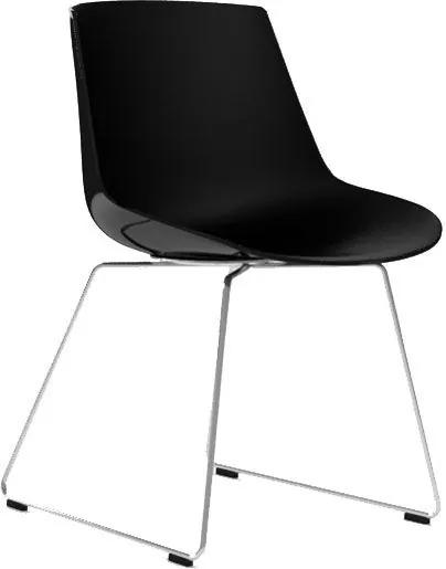 MDF Italia Flow Chair stoel zwart met slede onderstel chroom