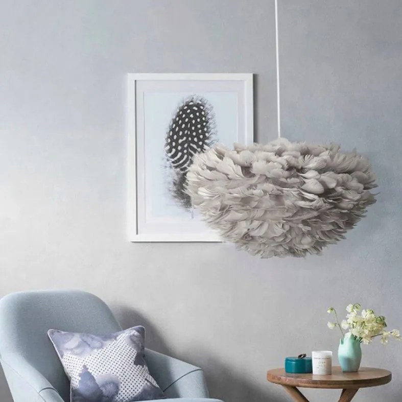 Hanglamp met veren grijs APP334-3CP