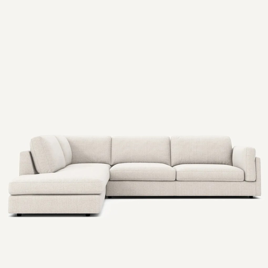 Hoekslaapbank met longchair, in gespikkeld canvas, CÉSAR