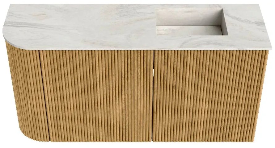 Mondiaz Joya DLux 80cm toiletmeubel ronding links oak met wastafel faye rechts zonder kraangat ostra