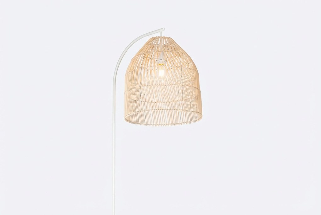 Landelijke Vloerlamp Wit Met Rotan - Sam Staal Wit