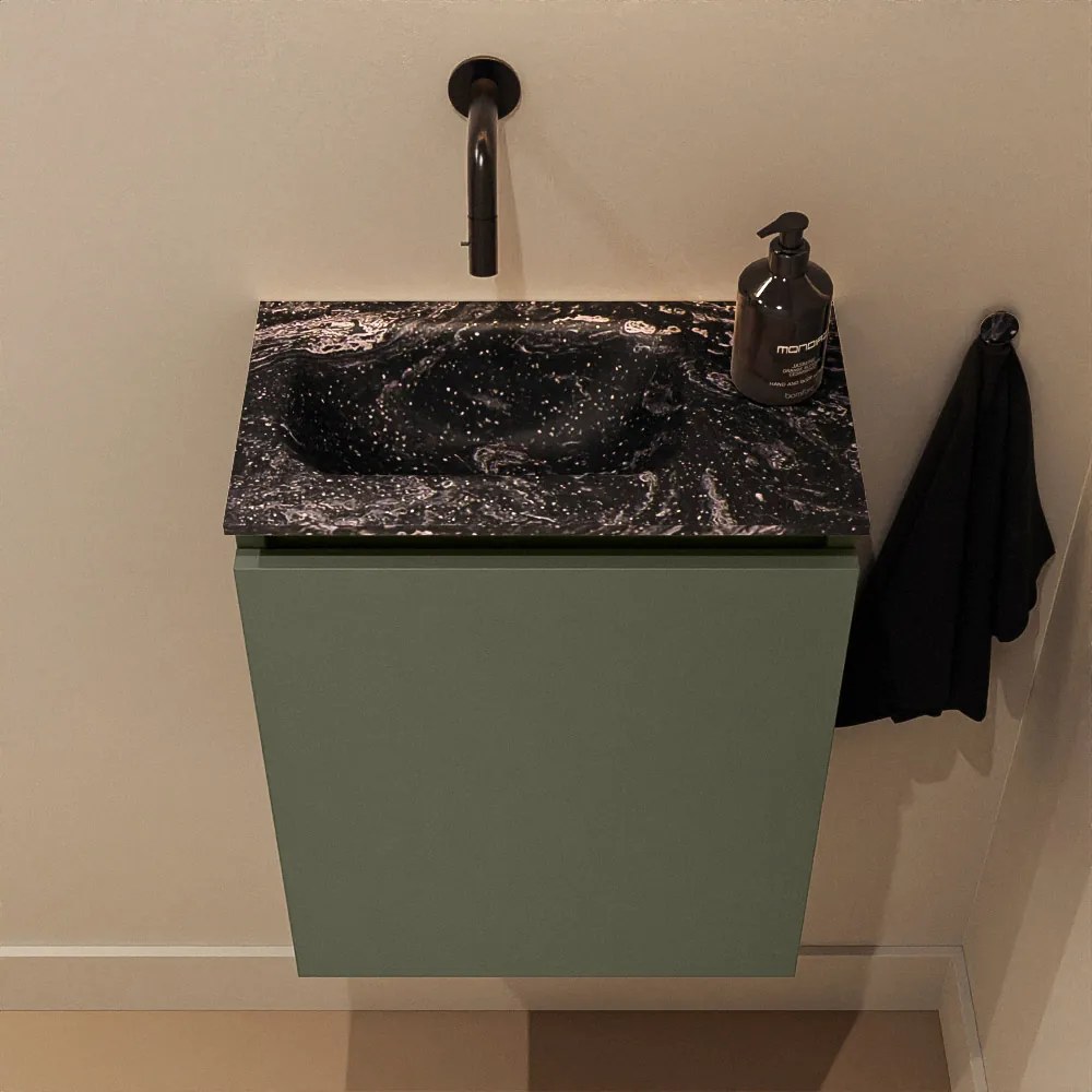 Mondiaz Ture DLux toiletmeubel 40cm army met wastafel lava links zonder kraangat