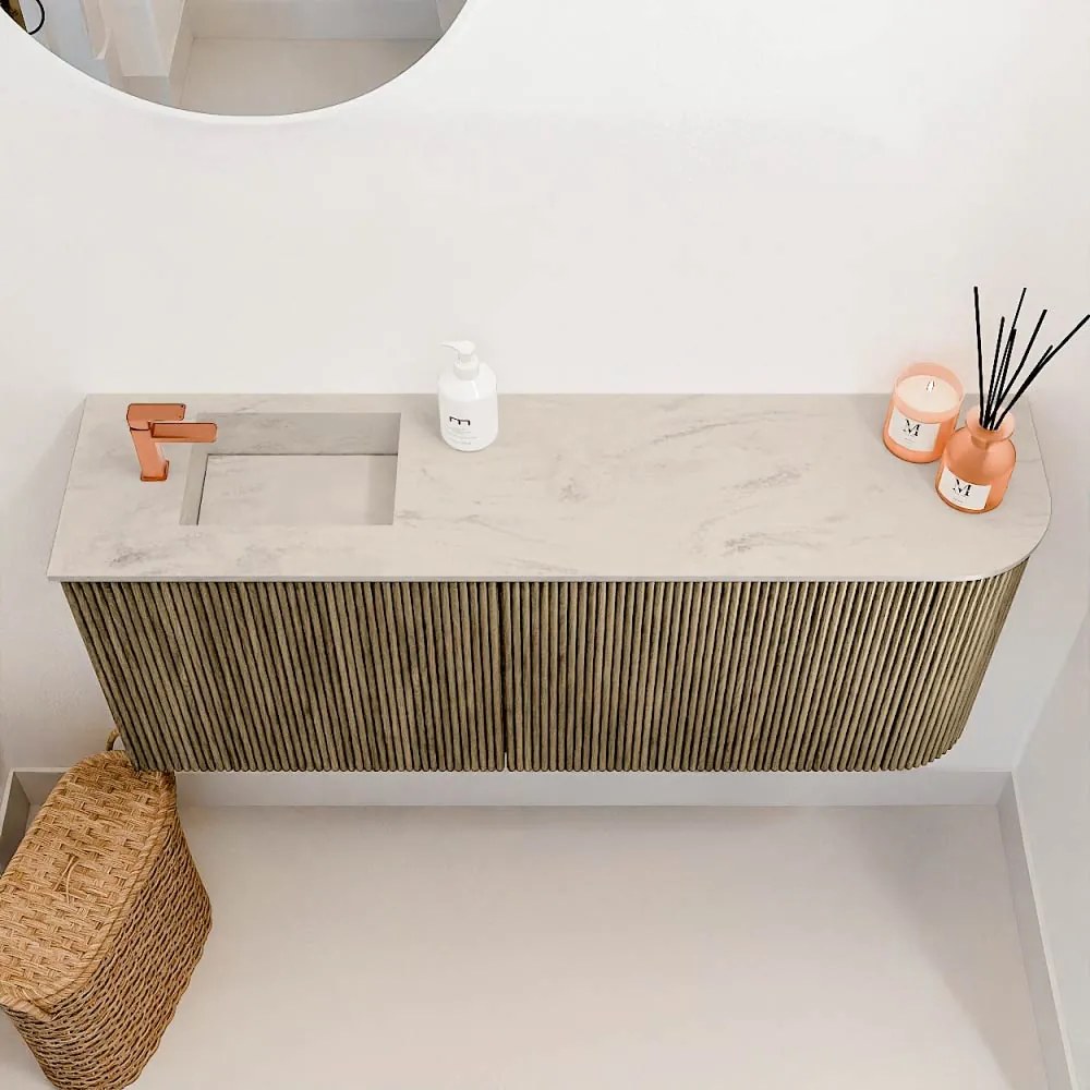 Mondiaz Joya DLux 100cm toiletmeubel ronding rechts dusk met wastafel faye links 1 kraangat opalo