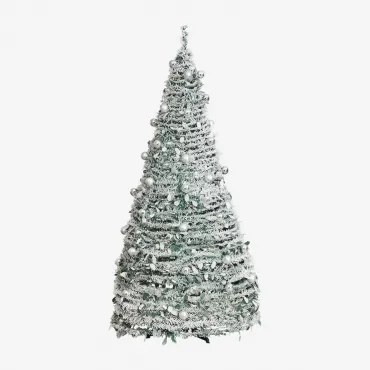 Taimy Opvouwbare Kerstboom Met Led-verlichting Grijs – Zilver & ↑210 Cm - Sklum