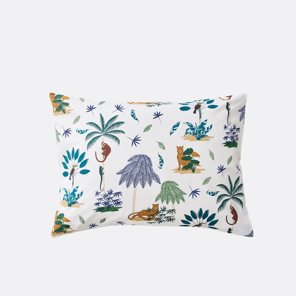 Kussensloop in biologisch katoen, Petite Jungle