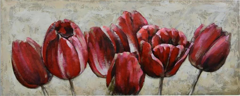Schilderij - Metaalschilderij - Tulpen, 150x60cm