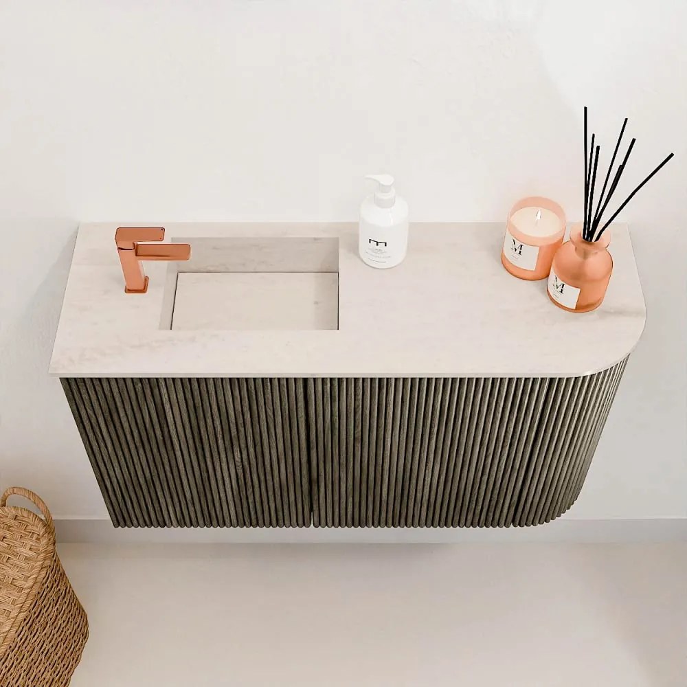 Mondiaz Joya DLux 70cm toiletmeubel ronding rechts shadow met wastafel faye links 1 kraangat meli