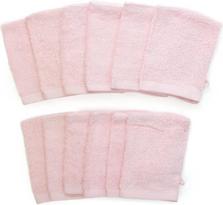The One Towelling 12-PACK: Washandjes - 16 x 21 cm - Licht Roze
