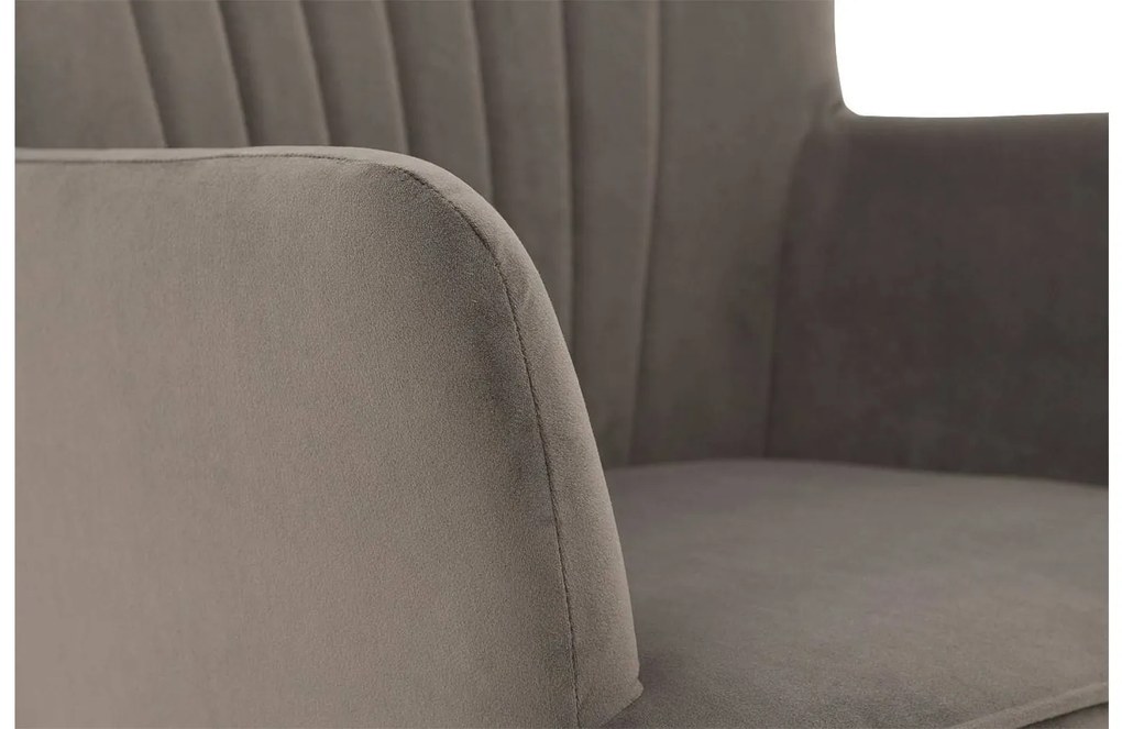 Goossens Eetkamerstoel Rob grijs velvet stof met armleuning, urban industrieel