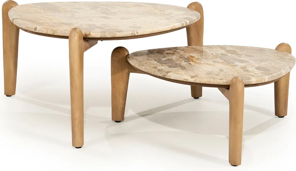 Salontafel Hout En Marmer L - 85 X 85cm.