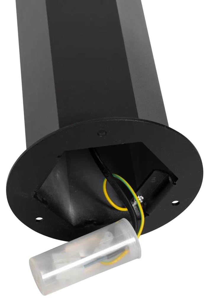 Staande buitenlamp zwart met smoke kap zeshoek 70 cm - Denmark