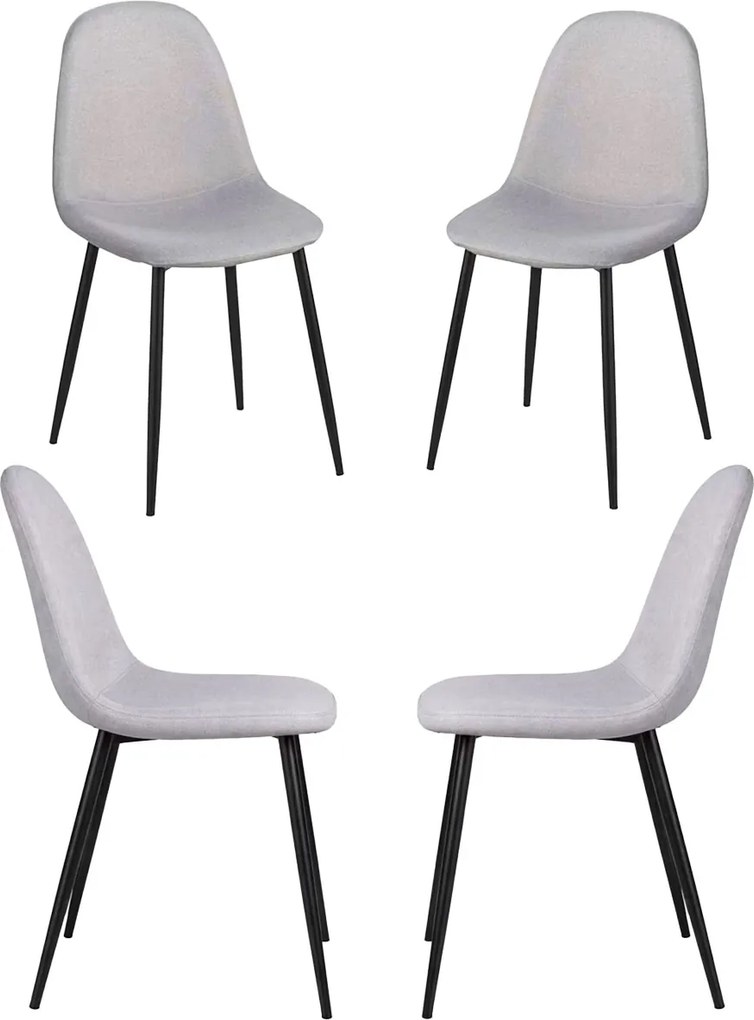 Set 4 Teok Black Stoffen Stoelen