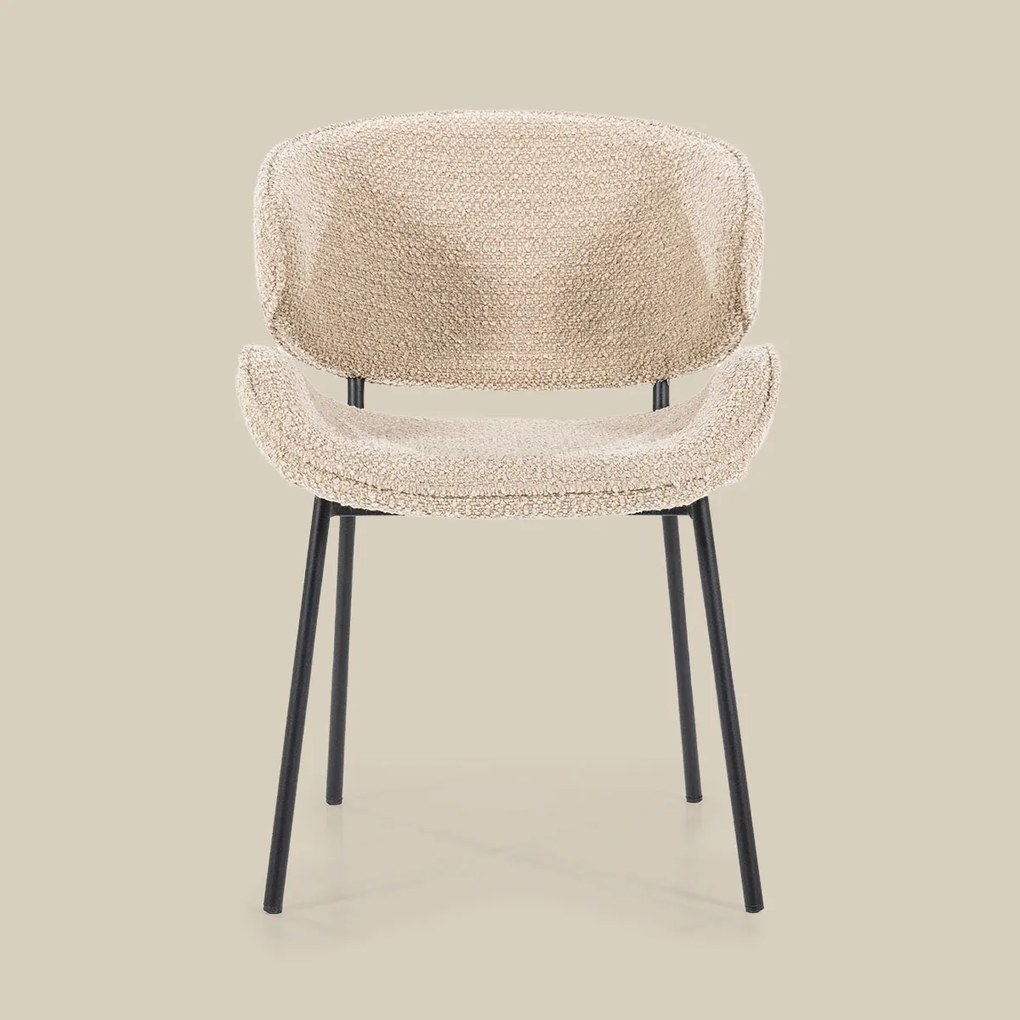 Boucle Eetkamerstoel Ronde Rug Zandkleur