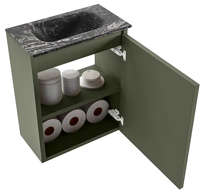 Mondiaz Ture DLux toiletmeubel 40cm army met wastafel lava midden zonder kraangat