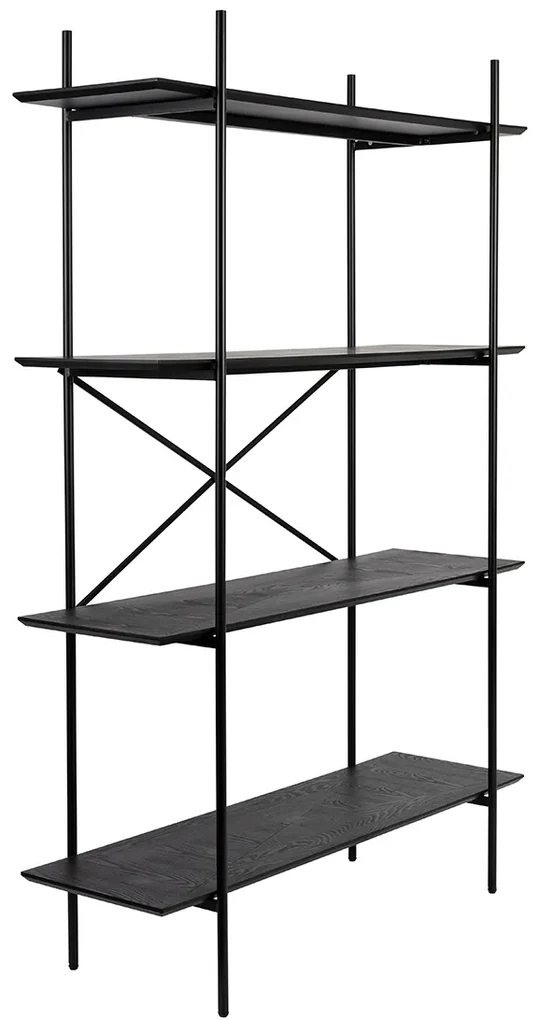 Zwarte Stellingkast Hout En Metaal - 120x40x180cm.