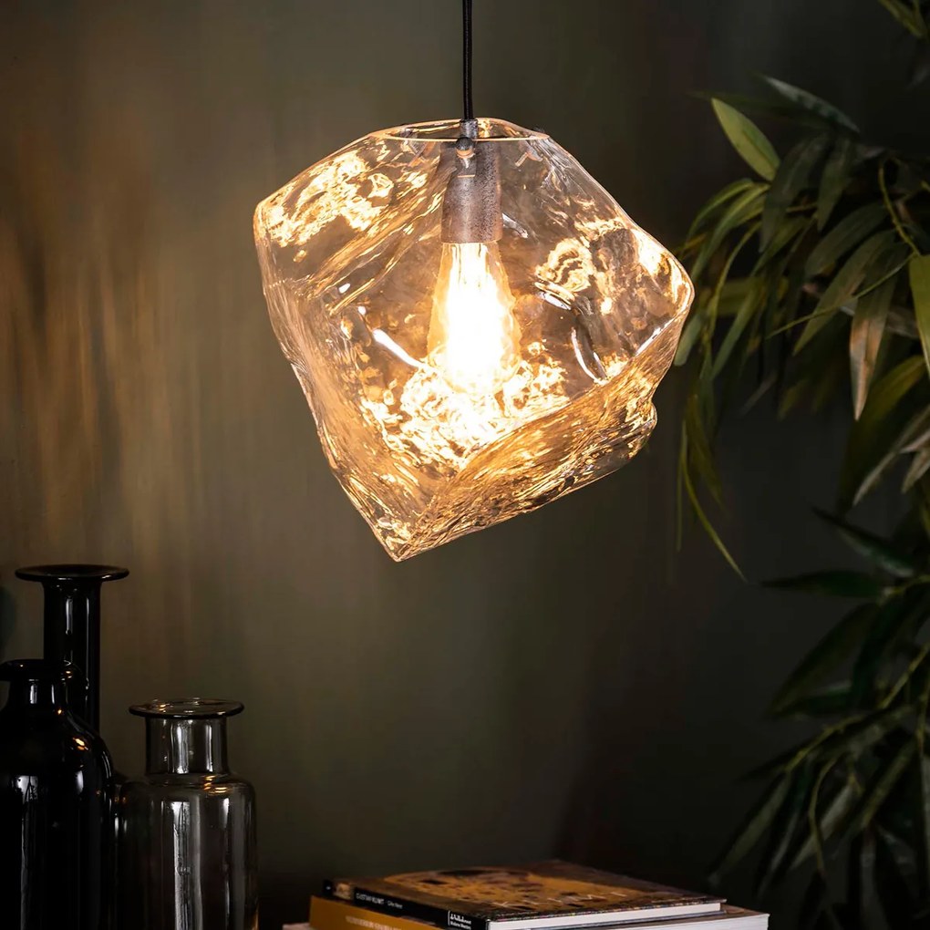 Glazen Hanglamp Steenvorm Transparant