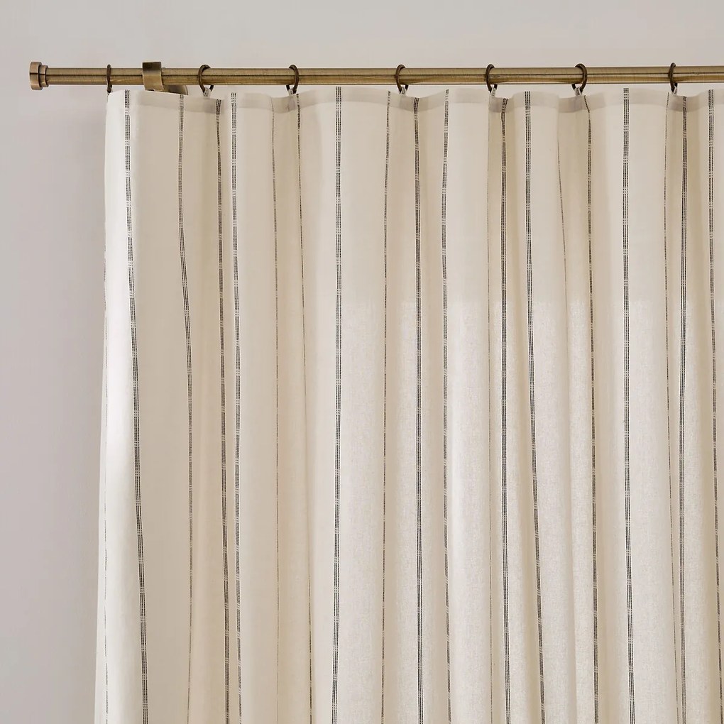 Gestreept katoenen gordijn met ringen, Ombra