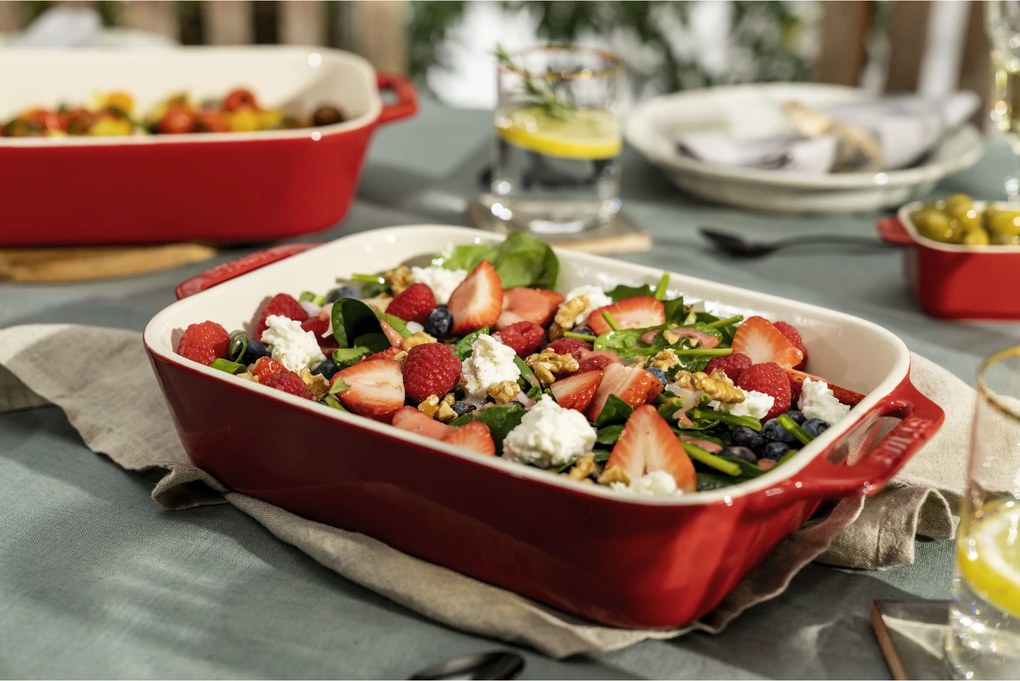 Staub Ceramique Ovenschaal 34 cm, Rechthoekig, Kersenrood - Ceramique - Staub