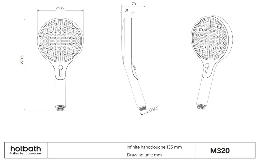 Hotbath Cobber M320 handdouche 13cm geborsteld messing PVD