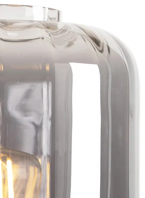 Design vloerlamp zwart met smoke glas - Qara