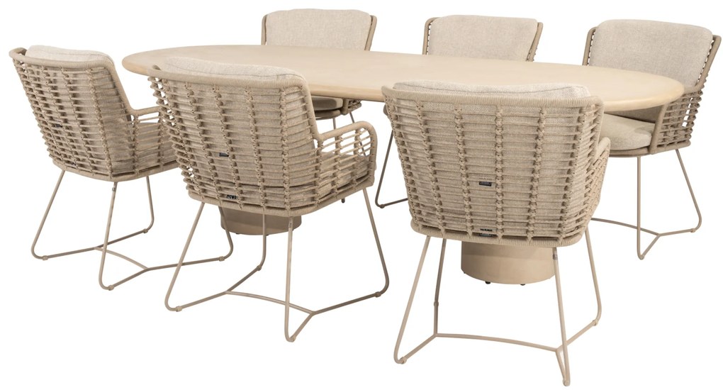 Hampton Fabrice dining tuinset 240x105xH75 cm 7 delig mortex latte 4 Seasons Outdoor