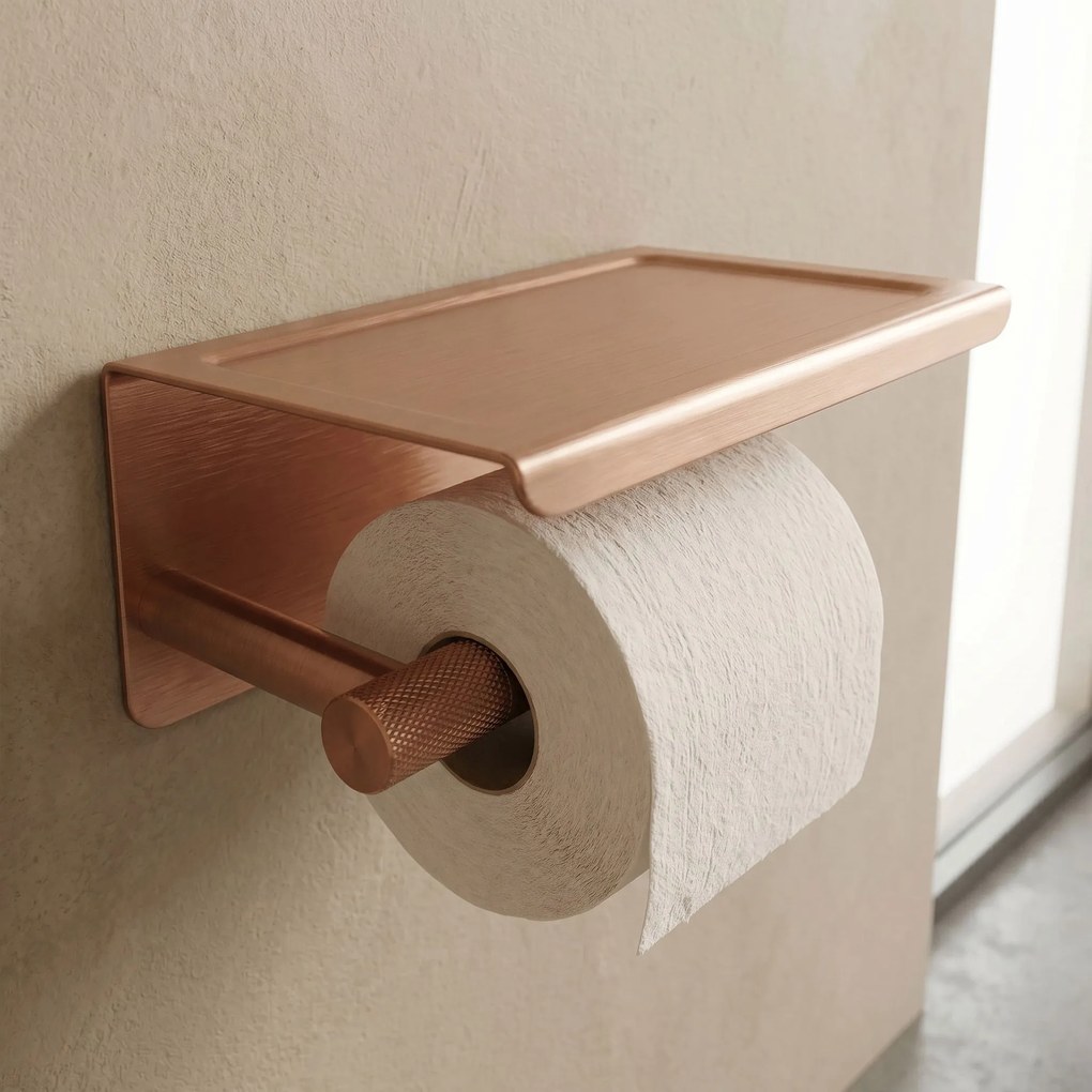 Toiletrolhouder met planchet 6613 Modern Copper Brush