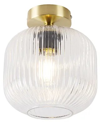 Art Deco plafondlamp messing met helder glas - Karel Art Deco E27 rond Binnenverlichting Lamp